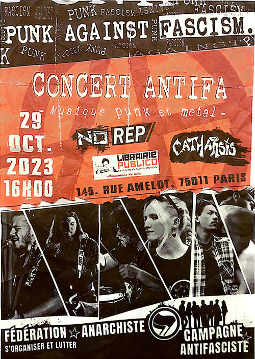 Punk Against Fascism à la Librairie Publico le 29 octobre 2023 à Paris (75)