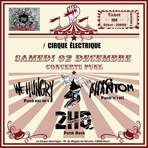 Soirée Punk au Cirque Électrique le 02/12/2023 à Paris (75)