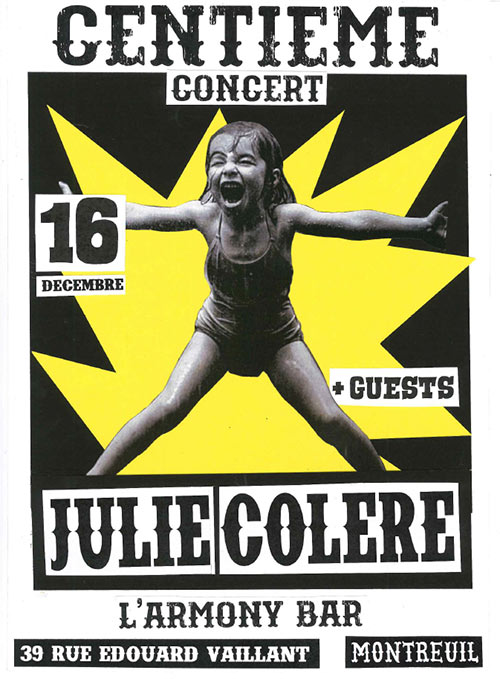 LE CENTIÈME CONCERT DE JULIE COLÈRE !!! le 16 décembre 2023 à Montreuil (93)