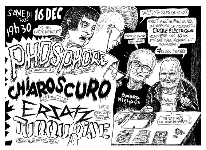 PHOSPHORE/ CHIAROSCURO/ ERSATZ/ TURQUOISE au Cirque Électrique le 16 décembre 2023 à Paris (75)