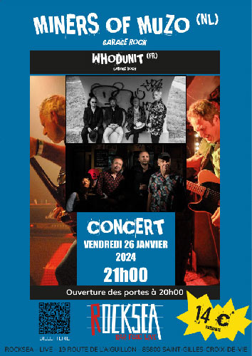 The Miners of Muzo + Whodunit le 26 janvier 2024 à Saint-Gilles-Croix-de-Vie (85)