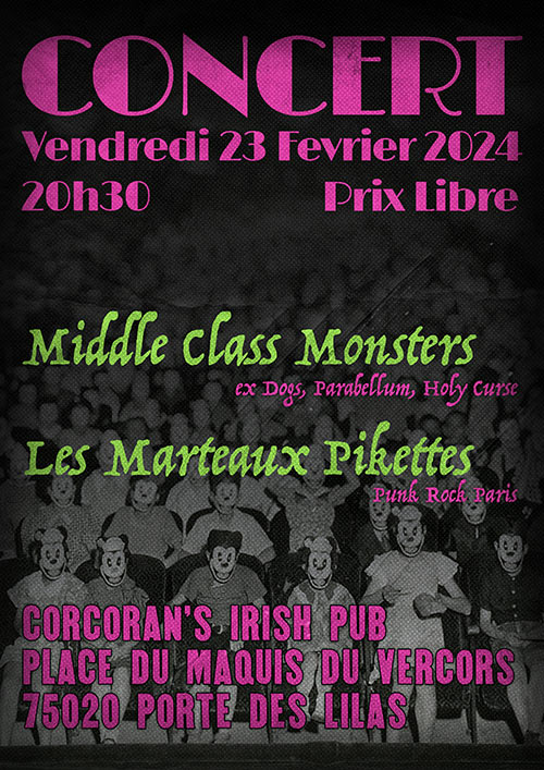 LES MARTEAUX PIKETTES au Corcoran's Pte des Lilas le 23 février 2024 à Paris (75)
