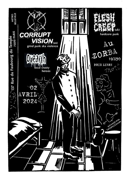 Corrupt Vision + Flesh Creep + Ovearth @ Le Zorba le 02 avril 2024 à Paris (75)