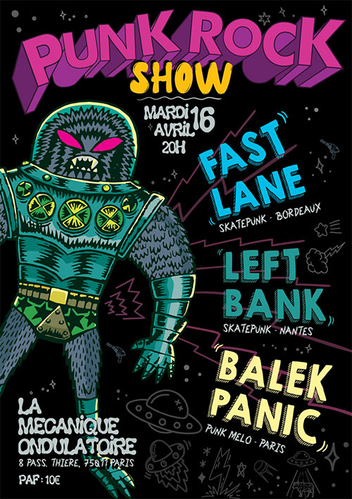 FAST LANE + LEFT BANK + BALEK PANIC à La Mécanique Ondulatoire le 16 avril 2024 à Paris (75)