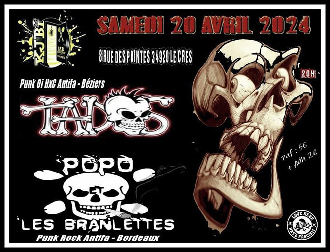 Popo et les Branlettes + Tados au KJBi le 20 avril 2024 à Le Crès (34)