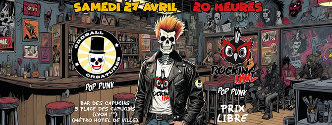 Oddball Creatures + Rocking Owl au Bar des Capucins le 27/04/2024 à Lyon (69)