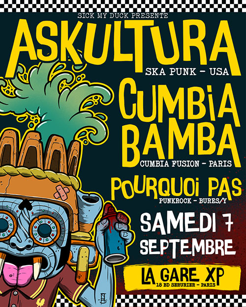 Askultura (Ska Punk) + Cumbia Bamba + Pourquoi Pas (Gare XP) le 07 septembre 2024 à Paris (75)