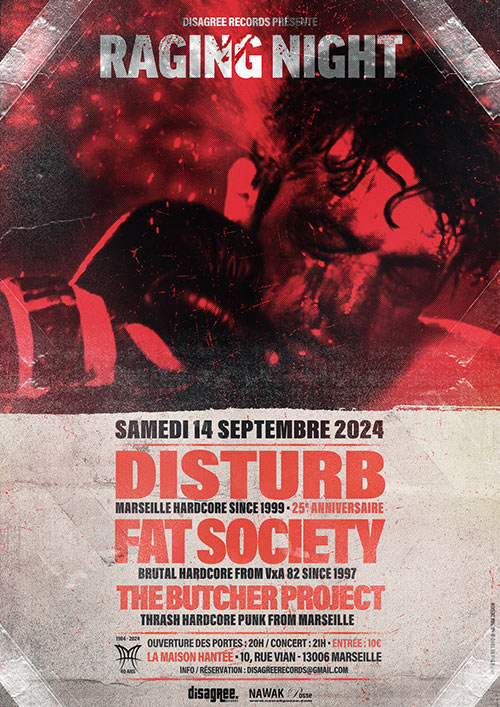 DISTURB - FAT SOCIETY + THE BUTCHER PROJECT le 14/09/2024 à Marseille (13)