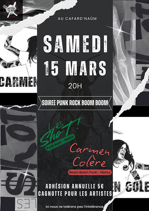 Les Shot + Carmen Colère au Cafard'naüm le 15 mars 2025 à Saint-Étienne-lès-Remiremont (88)