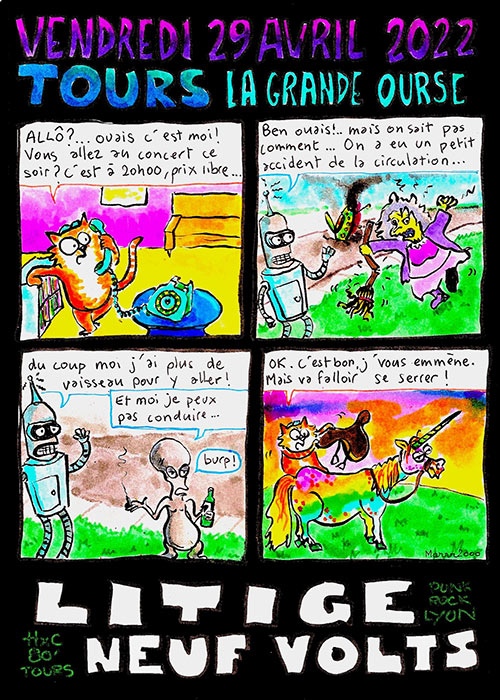 Litige + Neuf Volts à la Grande Ourse le 29 avril 2022 à Tours (37)