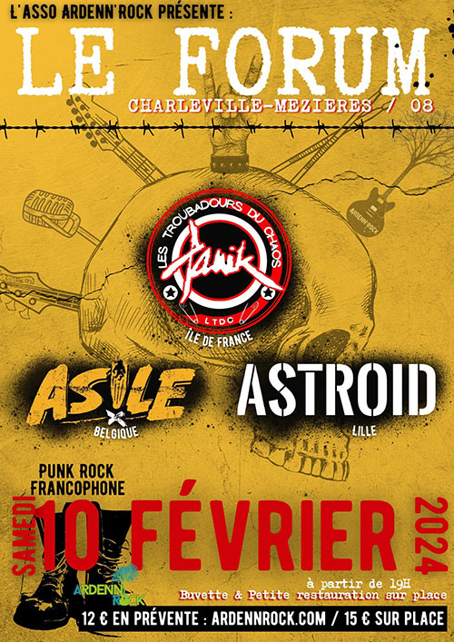 Panik LTDC + Asile + Astroïd au Forum le 10 février 2024 à Charleville-Mézières (08)