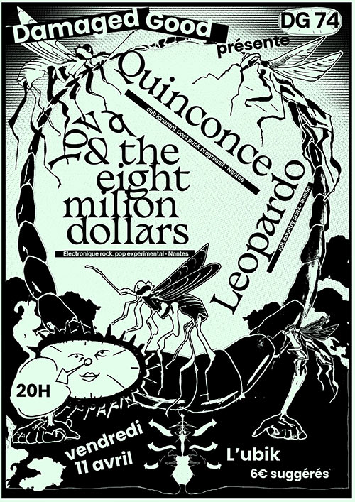 Leopardo + Lova & The Eight Million Dollars + Quinconce à l'Ubik le 11 avril 2025 à Nantes (44)