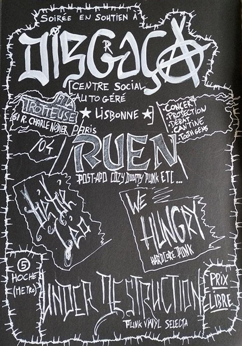Soutien au centre social autogéré Disgraça (Lisbonne) le 19 avril 2025 à Pantin (93)