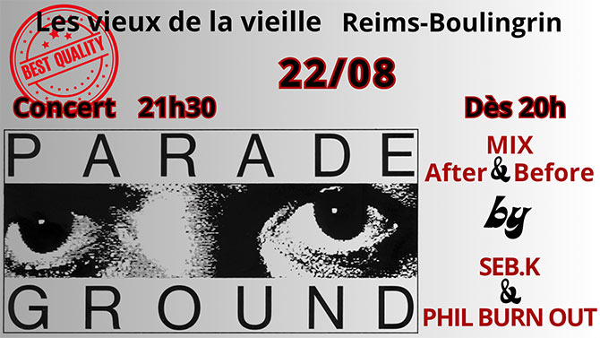 Concert Live *PARADE GROUND* [EBM - BRUXELLES] le 22 août 2025 à Reims (51)