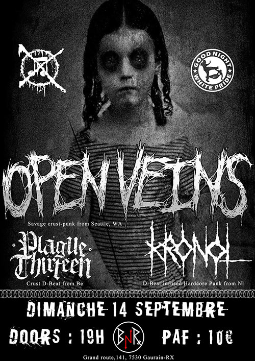 Open Veins + Plague Thirteen + Kronol Au Bout De Nos Rêves le 14 septembre 2025 à Tournai (BE)