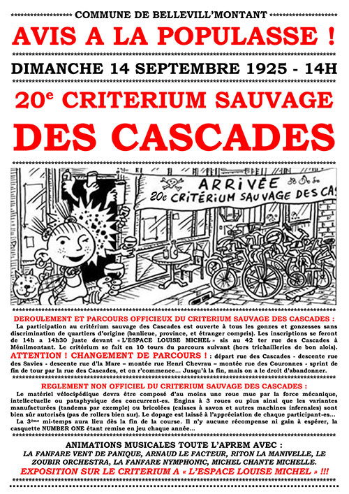 20e CRITÉRIUM SAUVAGE DES CASCADES le 14 septembre 2025 à Paris (75)