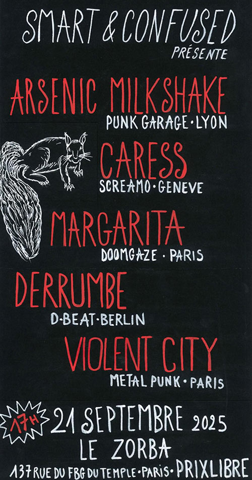 ARSENIC MILKSHAKE / CARESS / DERRUMBE / MARGARITA / VIOLENT CITY le 21 septembre 2025 à Paris (75)