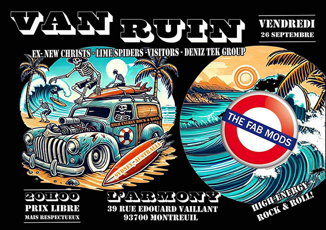 Van Ruins & The Fab Mods à l'Armony le 26 septembre 2025 à Montreuil (93)
