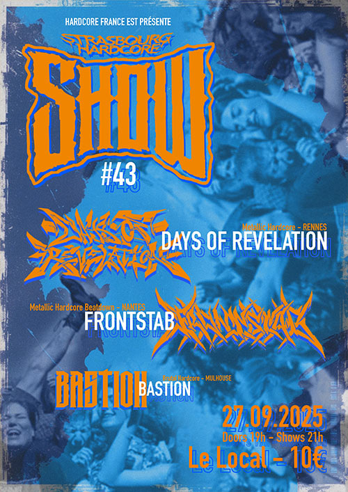 SBHC #43 w/ DAYS OF REVELATION - FRONTSTAB - BASTION le 27 septembre 2025 à Strasbourg (67)
