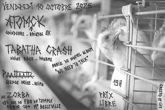 Atomçk + Tabatha Crash + Paattaatte au Zorba le 10 octobre 2025 à Paris (75)