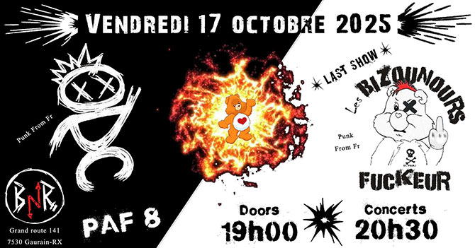 Onde de Choc + Les Bizounours Fuckeurs au BnR le 17 octobre 2025 à Tournai (BE)