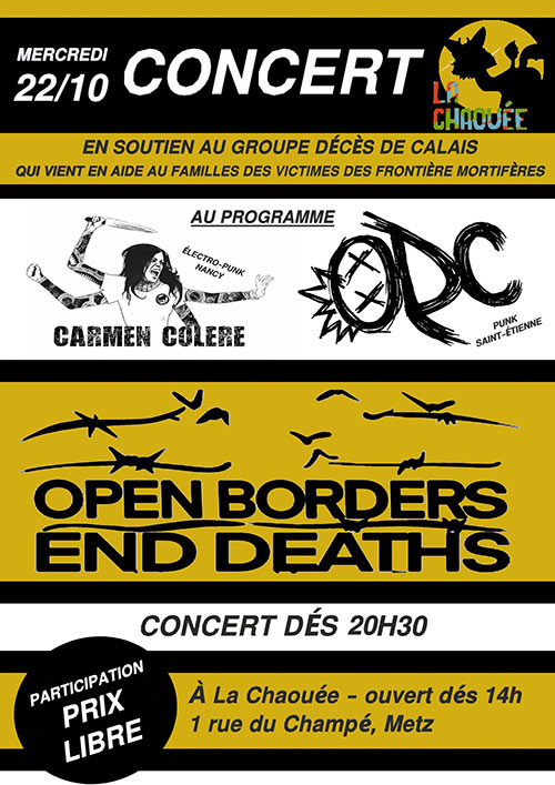 Concert de soutien au groupe Décès de Calais à la Chaouée le 22 octobre 2025 à Metz (57)