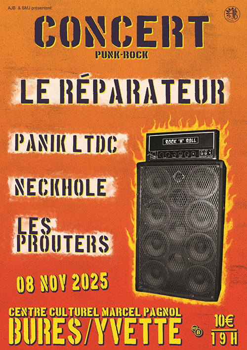 Concert AJB - Le Réparateur, Panik LTDC, Neckhole, Les Prouters le 08 novembre 2025 à Bures-sur-Yvette (91)