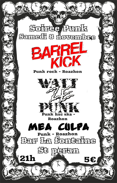 Soirée Punk au bar La Fontaine le 08 novembre 2025 à Saint-Péran (35)