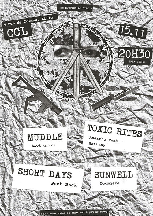 Concert punk de soutien-antirepression @ CCL le 15 novembre 2025 à Lille (59)