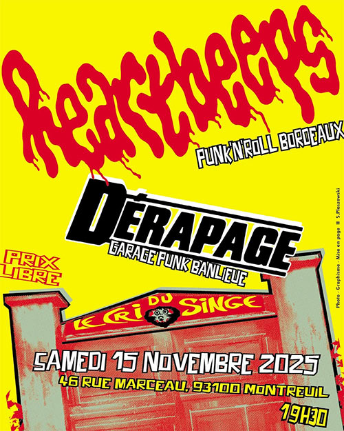 Heartbeeps / Dérapage (Garage Punk'n'Roll) au Cri du Singe le 15 novembre 2025 à Montreuil (93)
