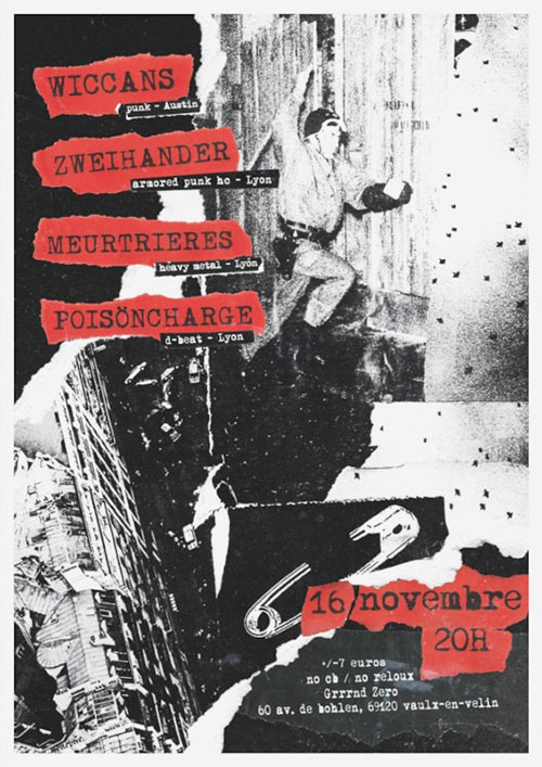 Wiccans + Zweihander + Meurtrières + Poisöncharge @ Grrrnd Zero le 16 novembre 2025 à Vaulx-en-Velin (69)