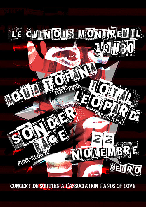 Aqua Tofana + Total Leopard + Sonder Rage le 22 novembre 2025 à Montreuil (93)