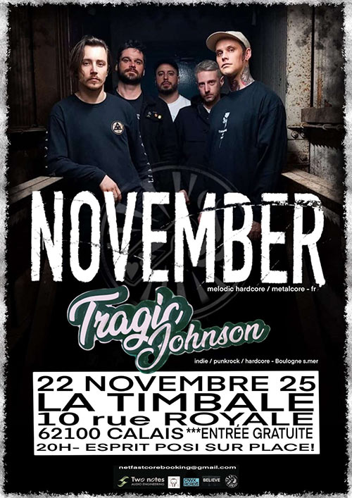 November + Tragic Johnson à la Timbale le 22 novembre 2025 à Calais (62)