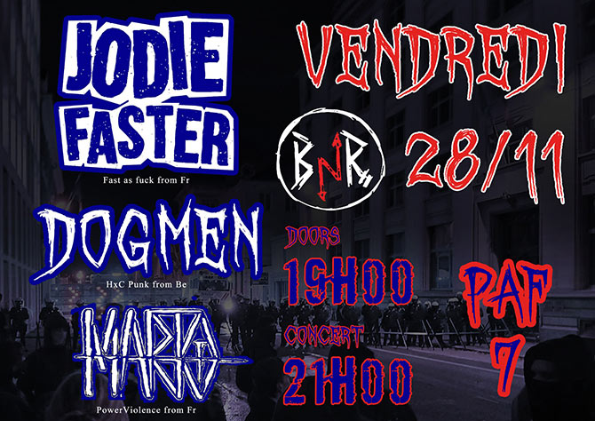 Jodie Faster + Dögmën + Martø au BnR le 28 novembre 2025 à Tournai (BE)