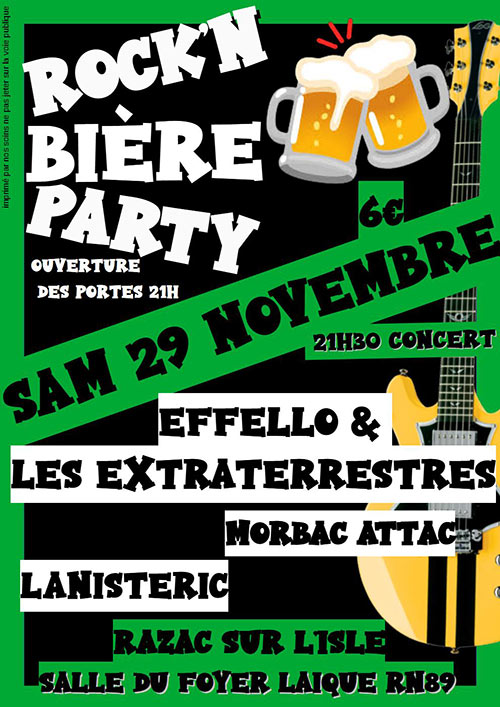 Rock N' Bière party le 29 novembre 2025 à Razac-sur-l'Isle (24)