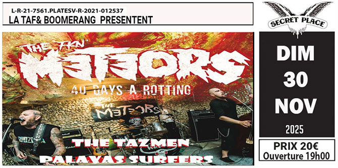 The Meteors + Palavas Surfers + The Tazmen @ Secret Place le 30 novembre 2025 à Saint-Jean-de-Védas (34)