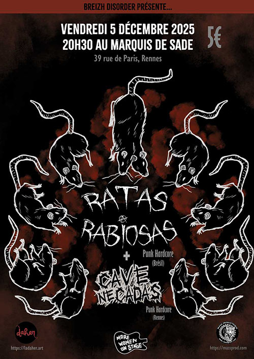 Ratas Rabiosas + Cave Ne Cadas au Marquis de Sade le 05/12/2025 à Rennes (35)