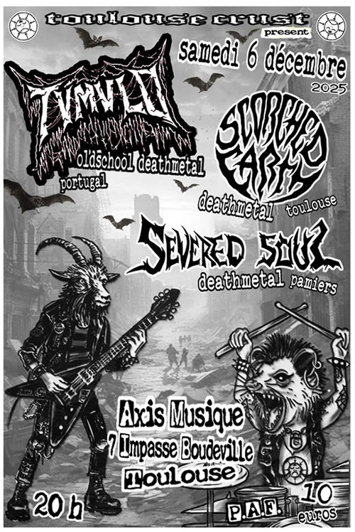 Deathmetal : TVMVLO (Portugal) + SCORCHED EARTH + SEVERED SOUL le 06/12/2025 à Toulouse (31)