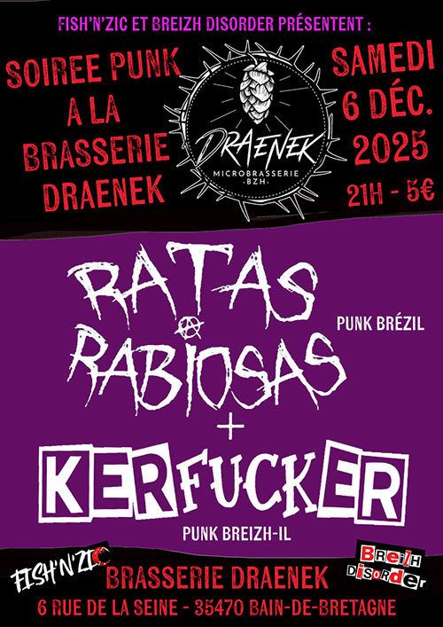 Soirée Punk à la Brasserie Draenek le 06/12/2025 à Bain-de-Bretagne (35)