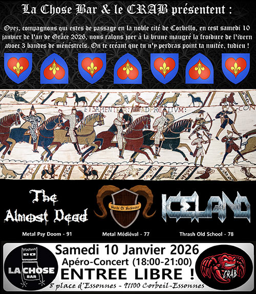 Spéciale au LCB : The Almost Dead, Bards of Backwater & Iceland le 10/01/2026 &agrave; Corbeil-Essonnes (91)