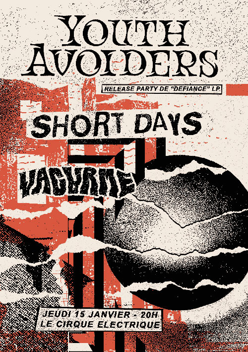 YOUTH AVOIDERS LP release party avec SHORT DAYS et VACARME le 15/01/2026 &agrave; Paris (75)