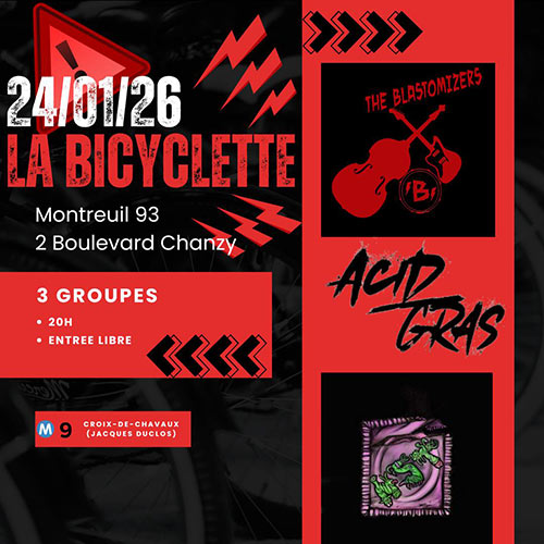 Du lourd à la Bicyclette, Punk & Garage party le 24/01/2026 &agrave; Montreuil (93)