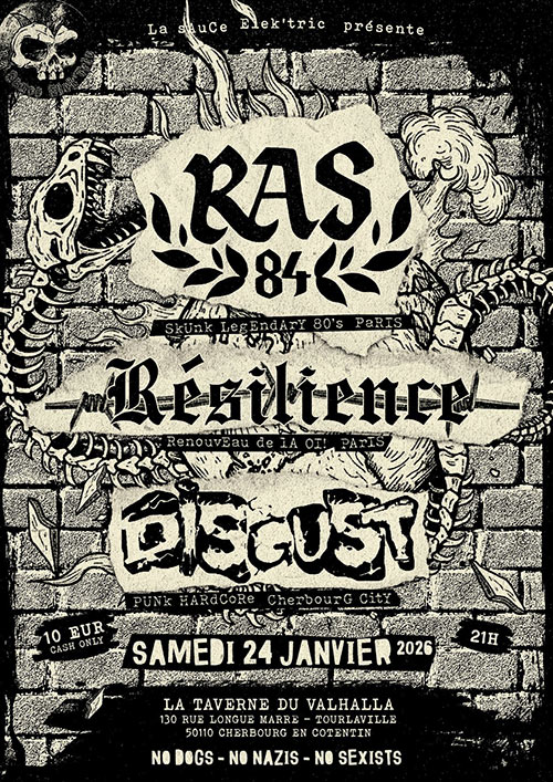 RAS 84 + Résilience + Disgust à la Taverne du Valhalla le 24/01/2026 à Cherbourg-en-Cotentin (50)