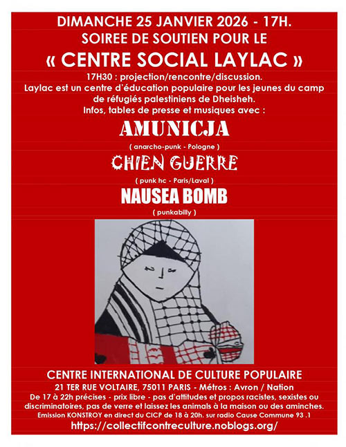 AMUNICJA + CHIEN GUERRE + NAUSEA BOMB au CICP le 25/01/2026 &agrave; Paris (75)