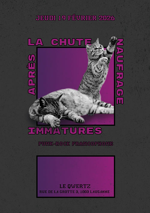 IMMATURES + APRÈS LA CHUTE + NAUFRAGE - QWERTZ le 19/02/2026 &agrave; Lausanne (CH)