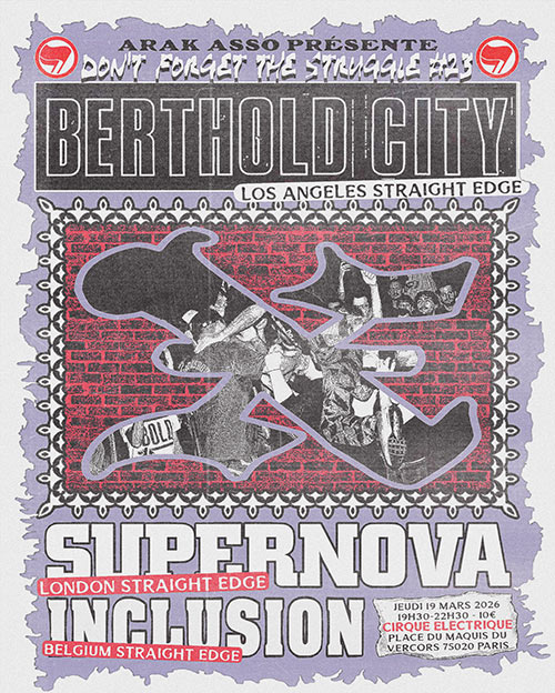 Berthold City + Supernova + Inclusion @ Cirque Électrique le 19/03/2026 &agrave; Paris (75)