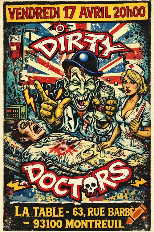 DIRTY DOCTORS (pub-rock) @ La Table le 17/04/2026 &agrave; Montreuil (93)