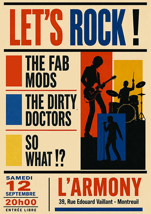 THE FAB MODS + THE DIRTY DOCTORS + SO WHAT !? @ l'Armony le 12/09/2026 &agrave; Montreuil (93)